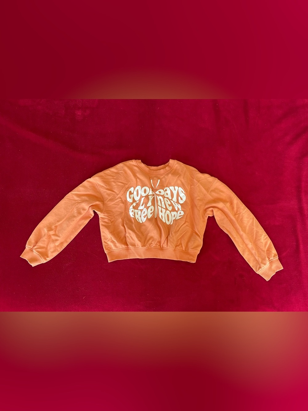 H&M Girl's Long Sleeve "Good Days Fly New Free Hope" Pullover Orange Sweatshirt